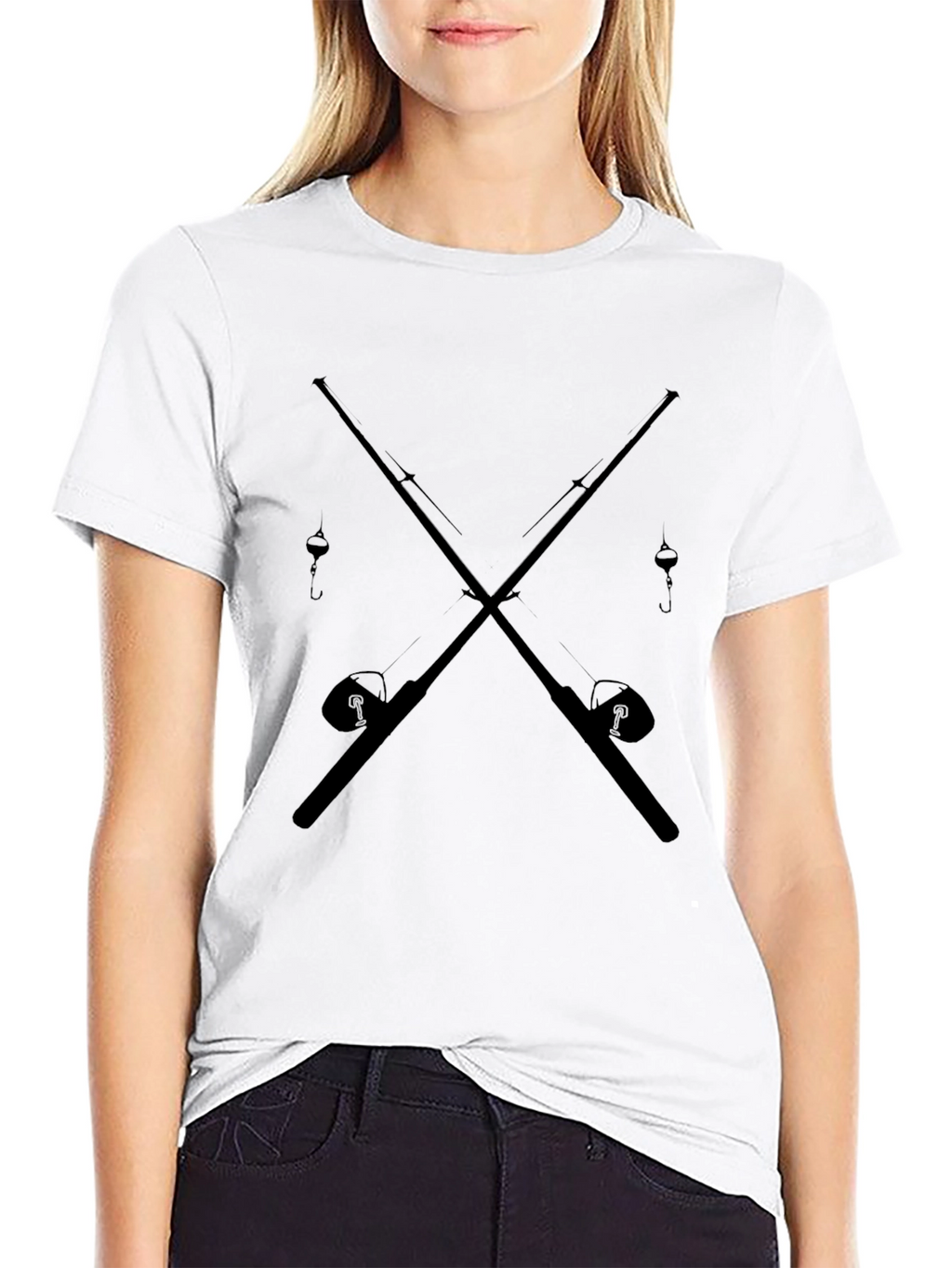 Fishing Rods Crossed Graphic Tee - Black