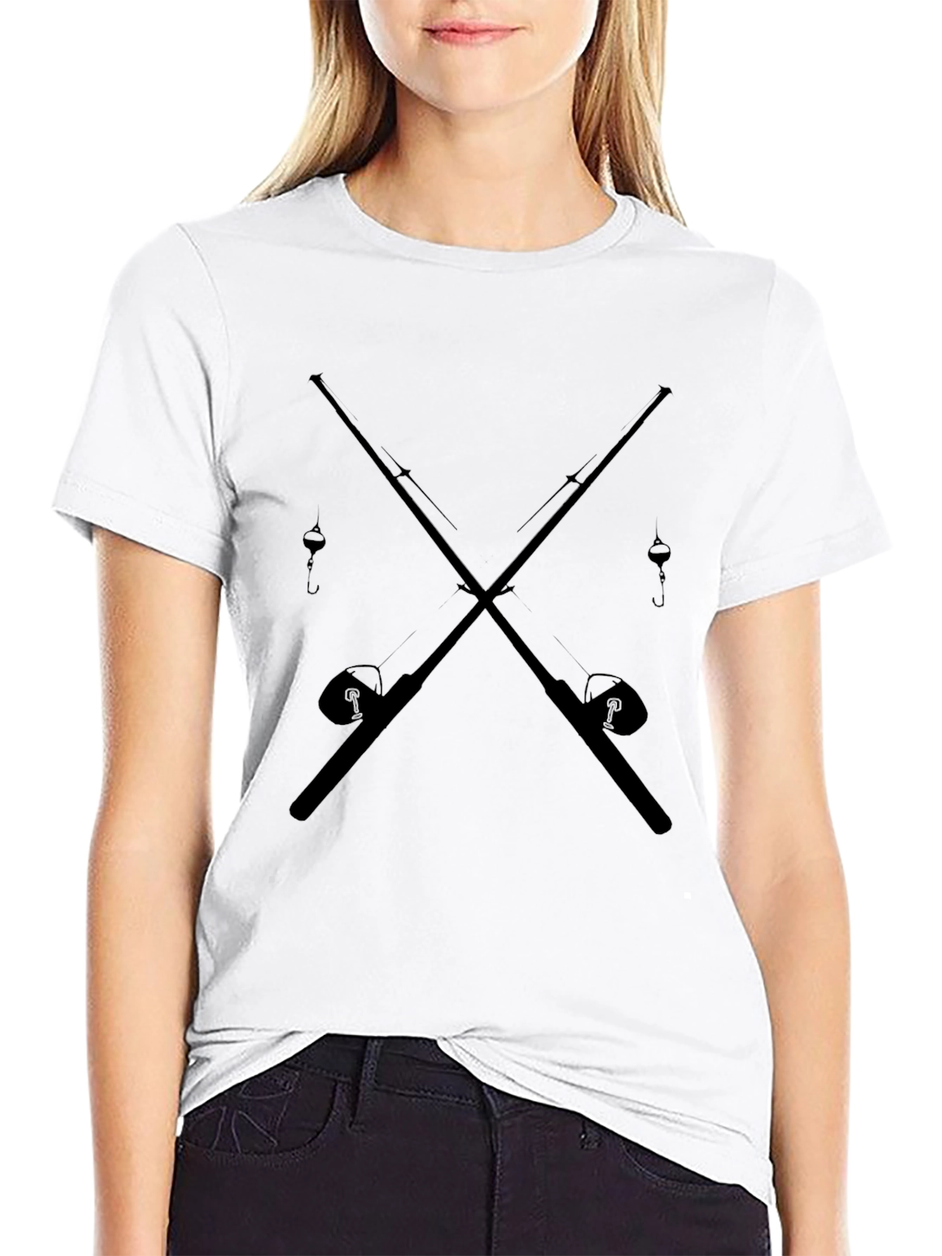 Fishing Rods Crossed Graphic Tee - Black
