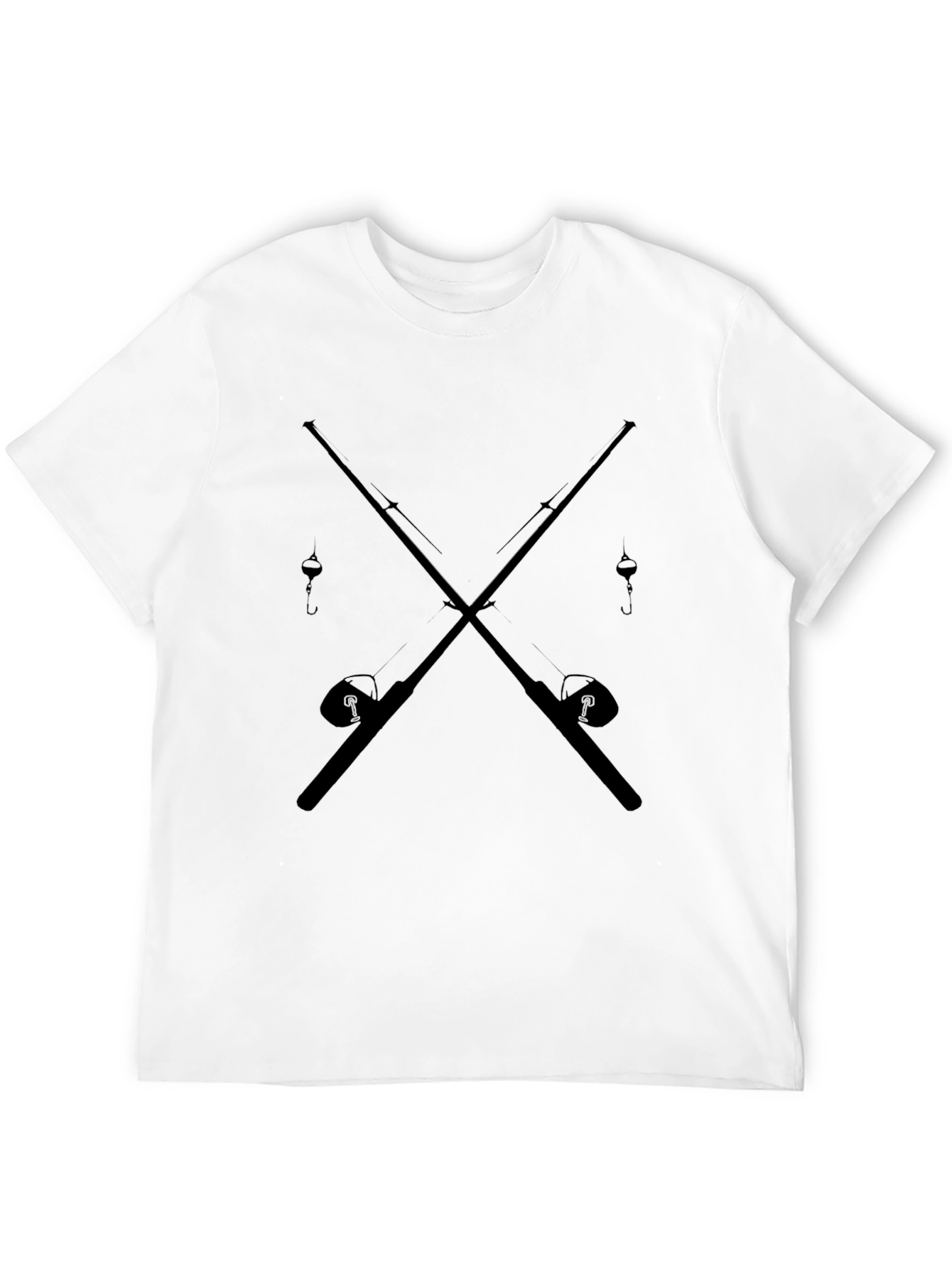 Fishing Rods Crossed Graphic Tee - Black