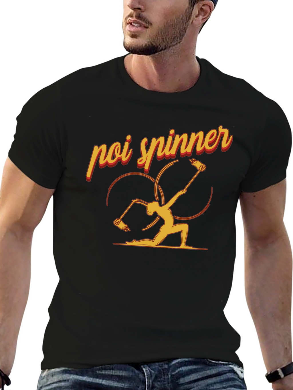 Poi Spinner Graphic Tee - Black Cotton T-Shirt