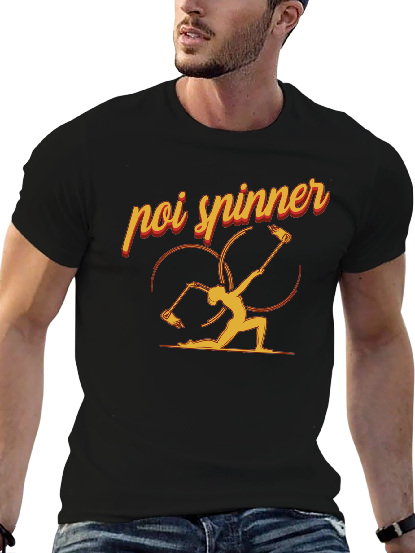 Poi Spinner Graphic Tee - Black Cotton T-Shirt