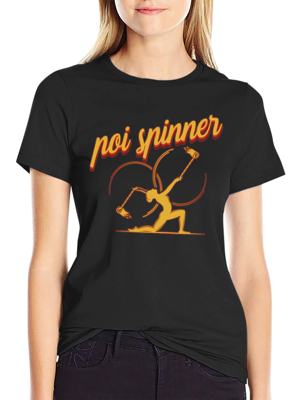 Poi Spinner Graphic Tee - Black Cotton T-Shirt