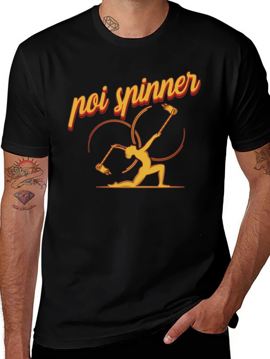 Poi Spinner Graphic Tee - Black Cotton T-Shirt