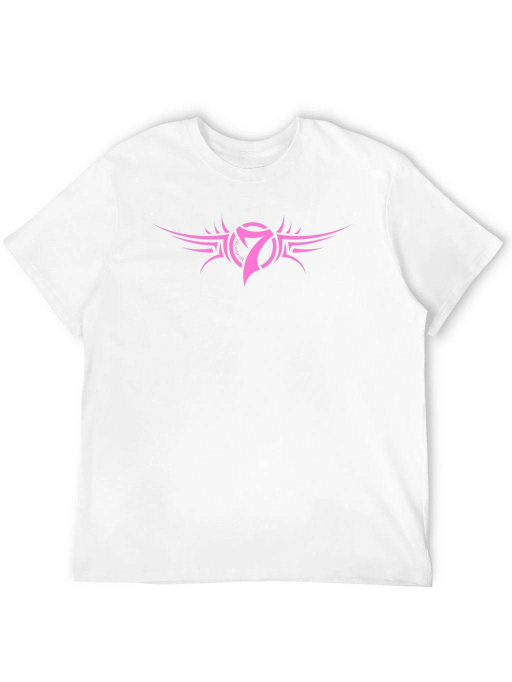Mens Black T-Shirt with Pink Number 7 Design