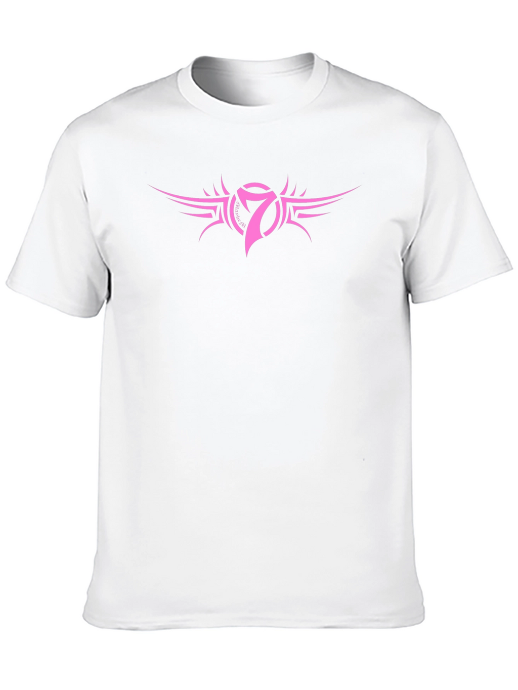 Mens Black T-Shirt with Pink Number 7 Design