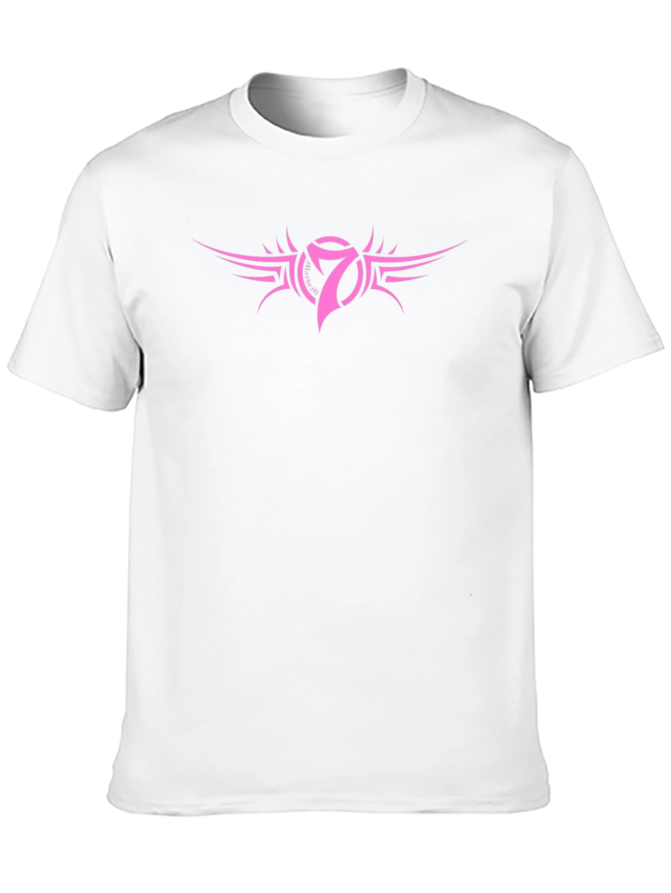 Mens Black T-Shirt with Pink Number 7 Design