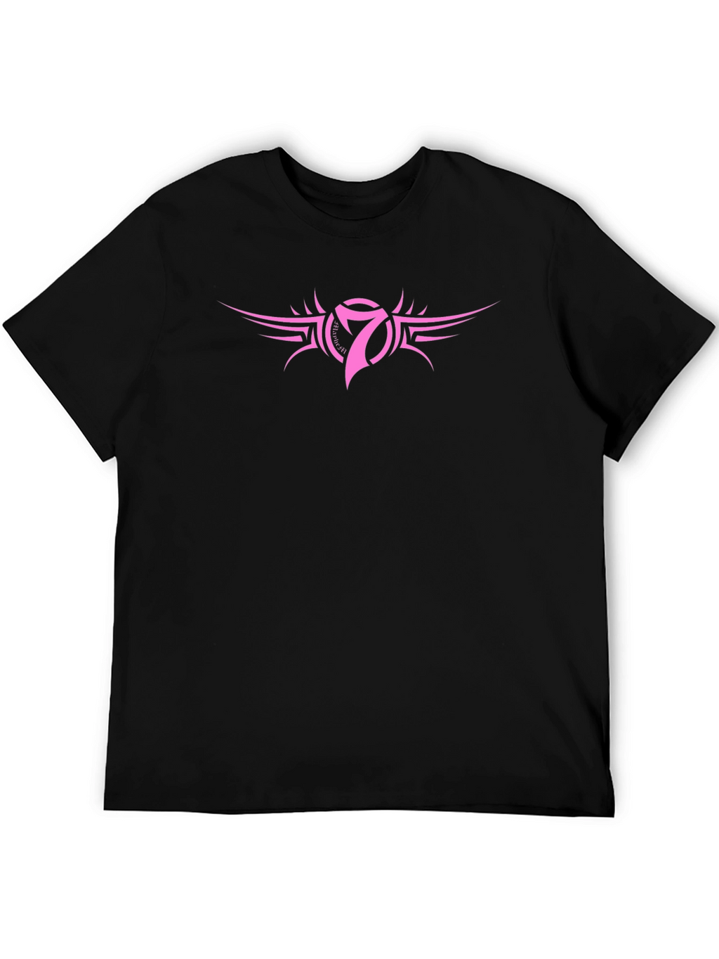 Mens Black T-Shirt with Pink Number 7 Design