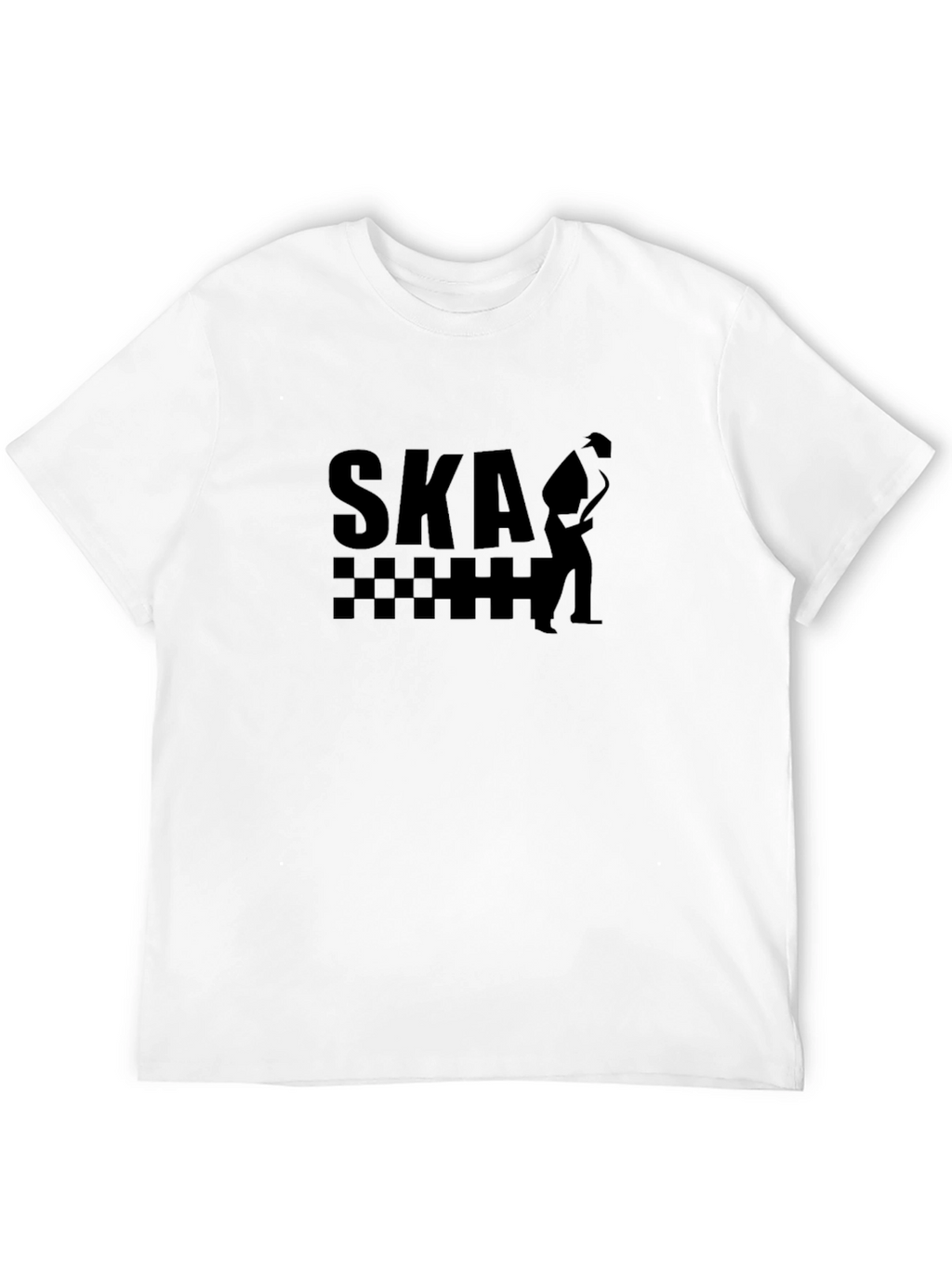 Ska Music T-Shirt: Saxophone Player Checkered Design