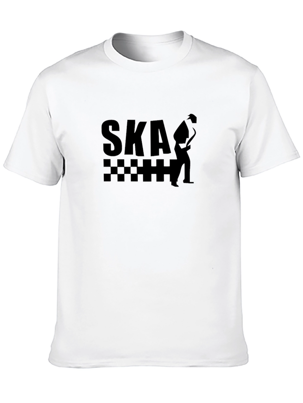Ska Music T-Shirt: Saxophone Player Checkered Design