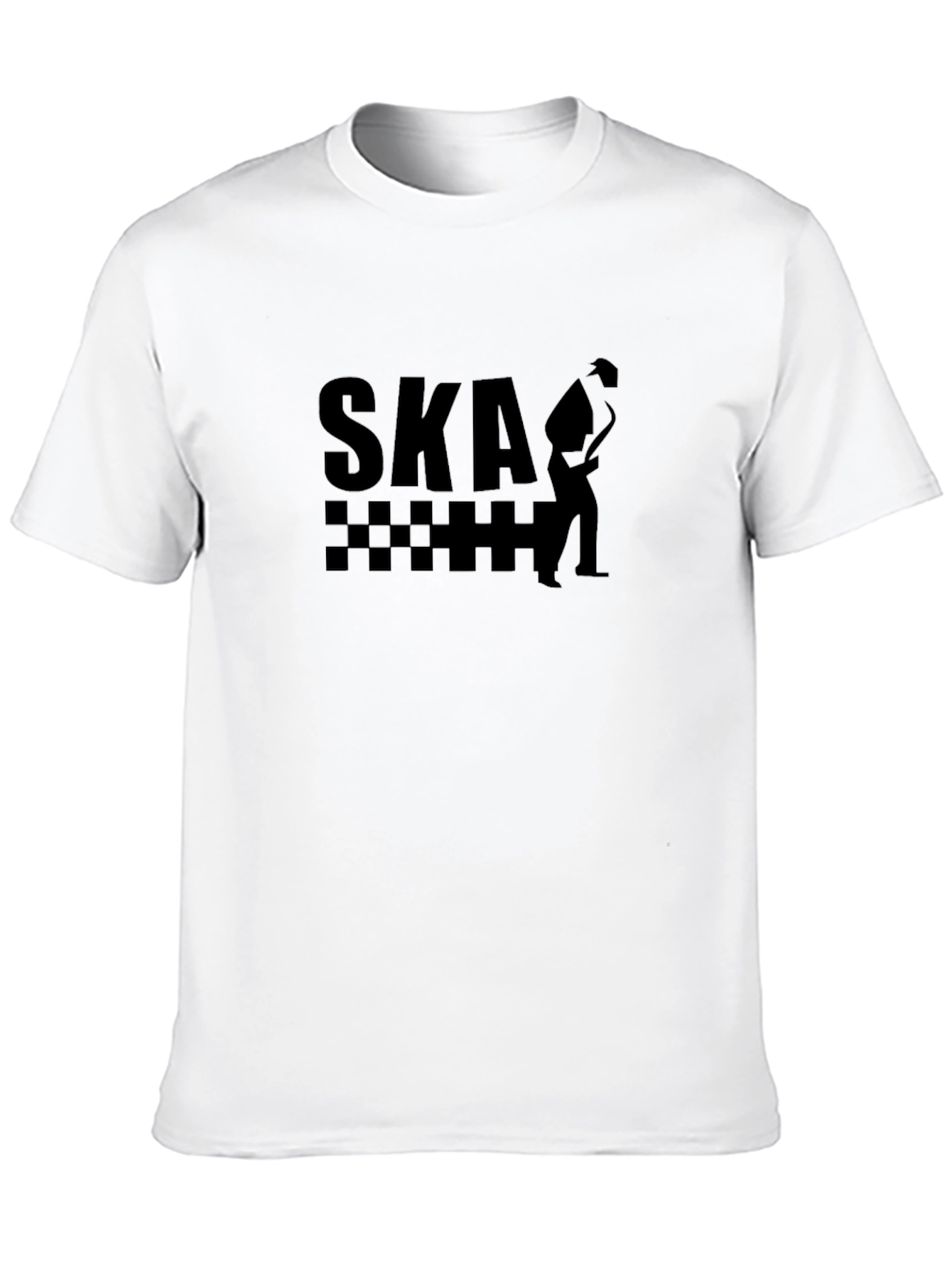 Ska Music T-Shirt: Saxophone Player Checkered Design