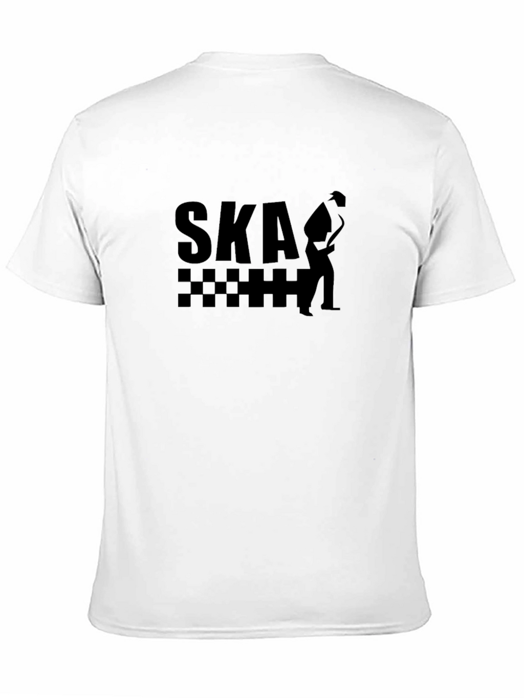 Ska Music T-Shirt: Saxophone Player Checkered Design