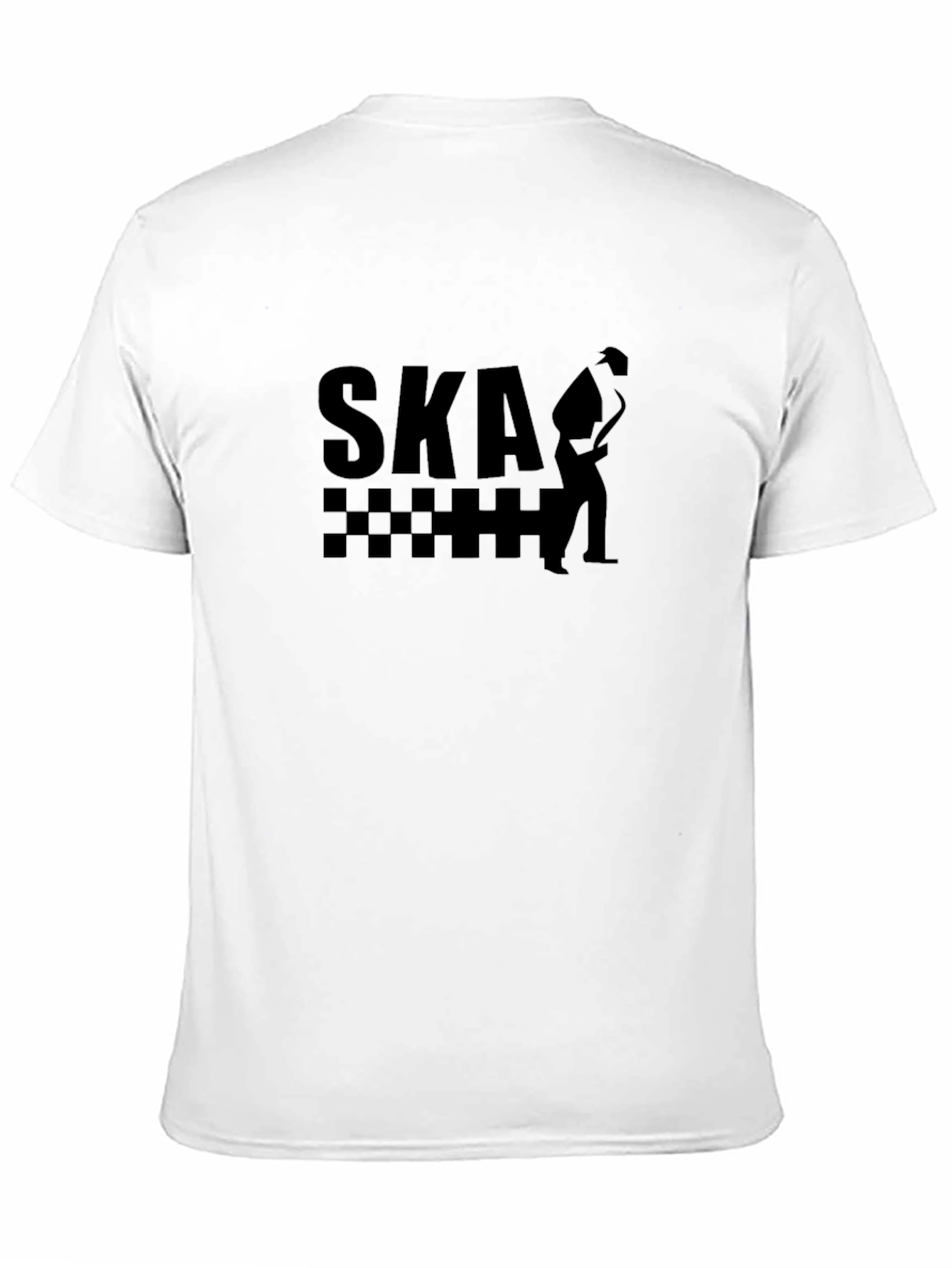 Ska Music T-Shirt: Saxophone Player Checkered Design