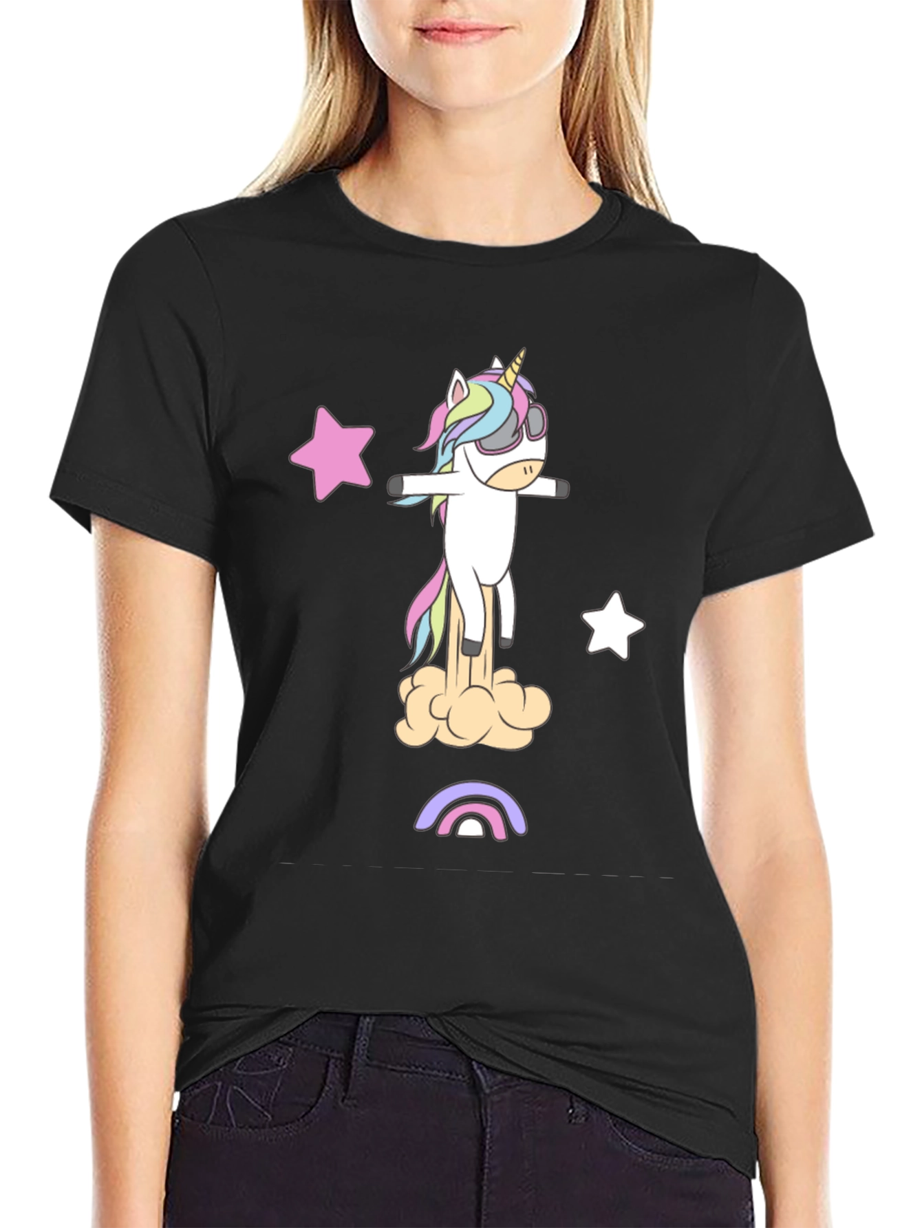 Funny Unicorn T-Shirt - Rainbow Stars Tee