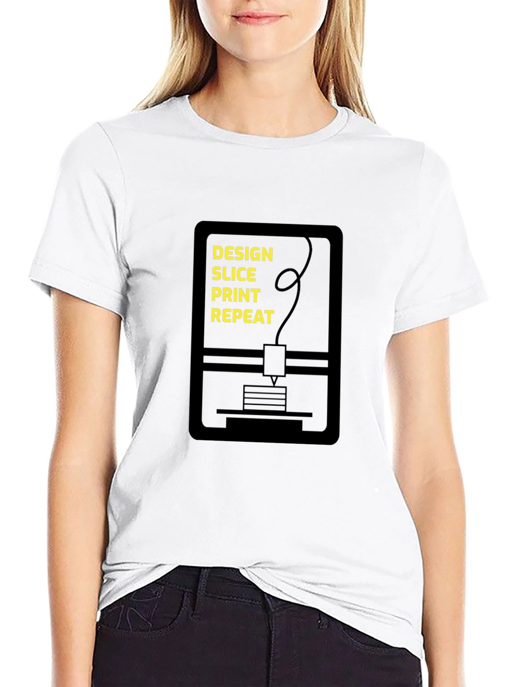 Design Slice Print Repeat Black T-Shirt