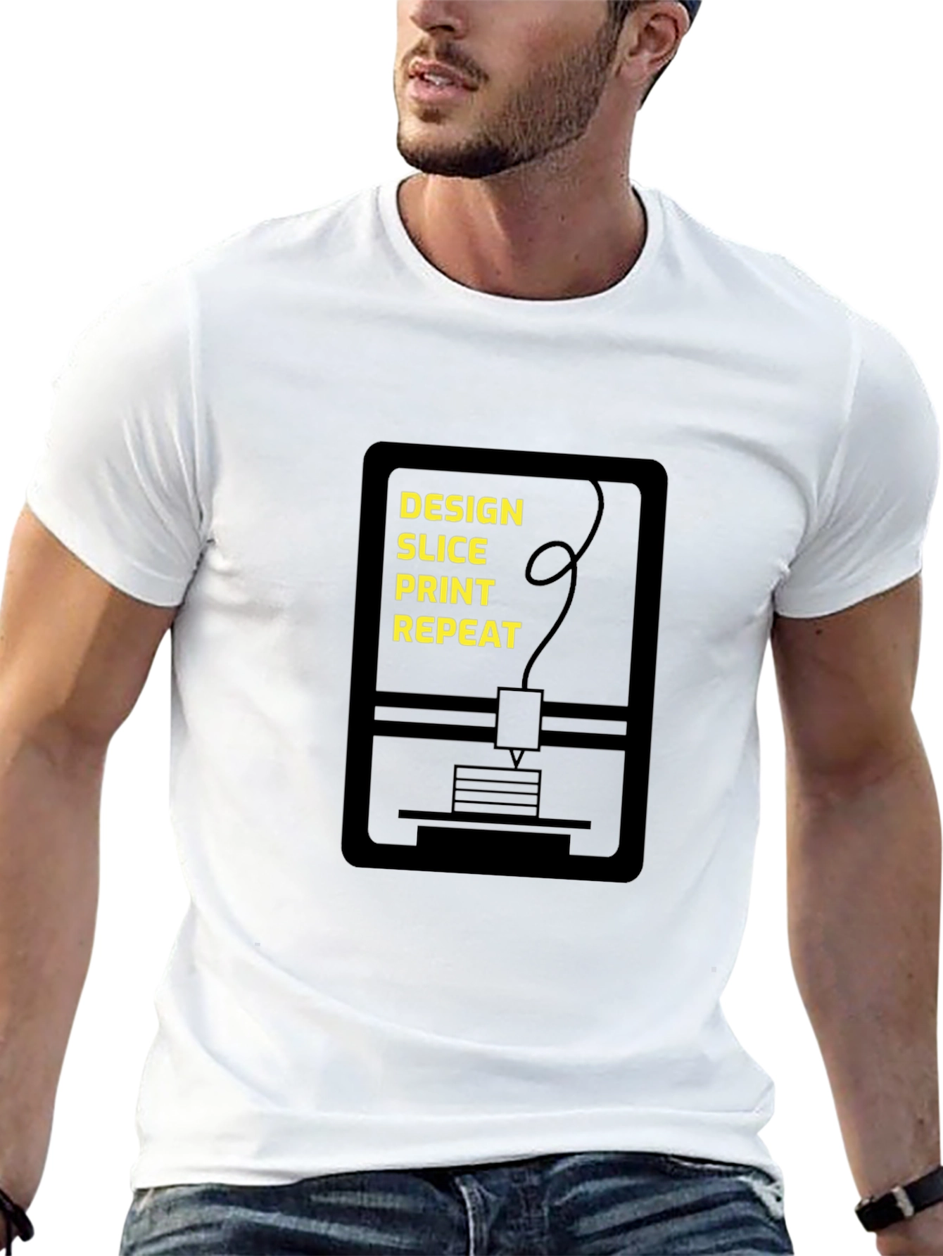 Design Slice Print Repeat Black T-Shirt