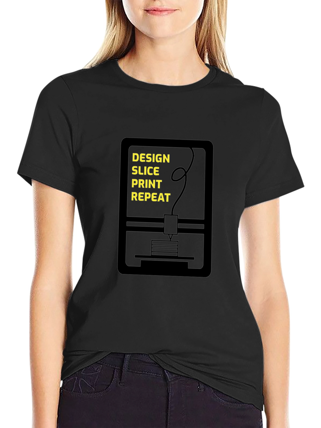 Design Slice Print Repeat Black T-Shirt