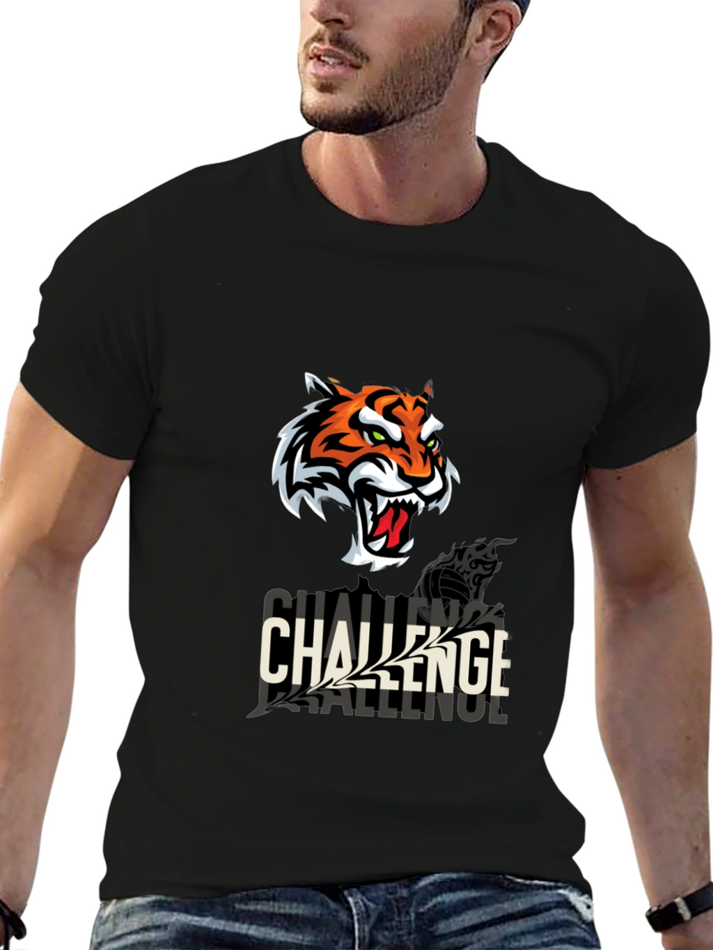 Challenge Tiger Graphic T-Shirt - Black