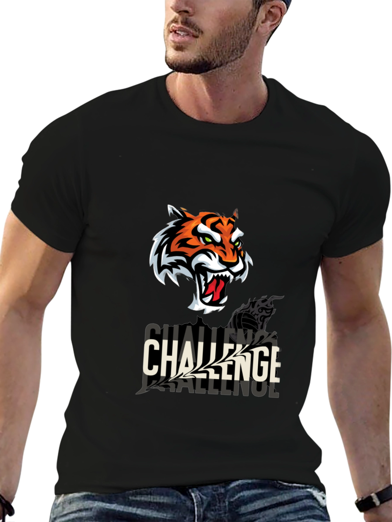 Challenge Tiger Graphic T-Shirt - Black