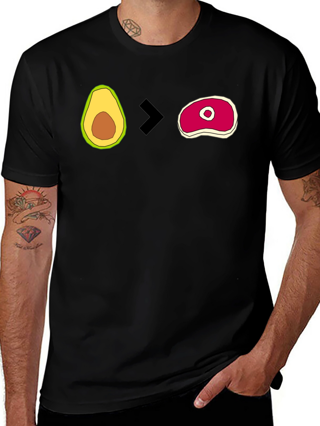 Avocado > Steak Graphic T-Shirt - Mens Black Tee