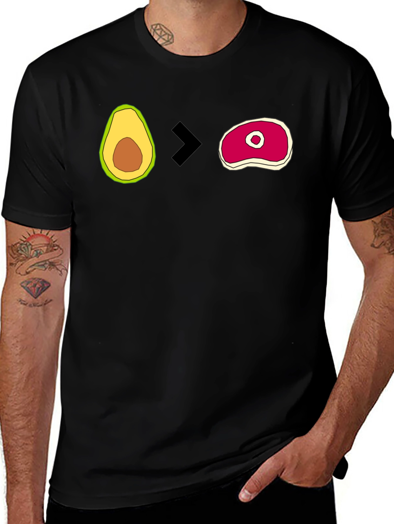 Avocado > Steak Graphic T-Shirt - Mens Black Tee