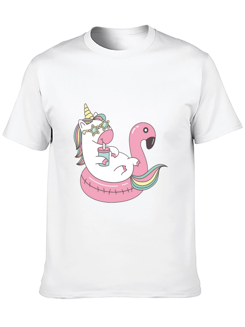 Unicorn Flamingo Pool Party Black T-Shirt