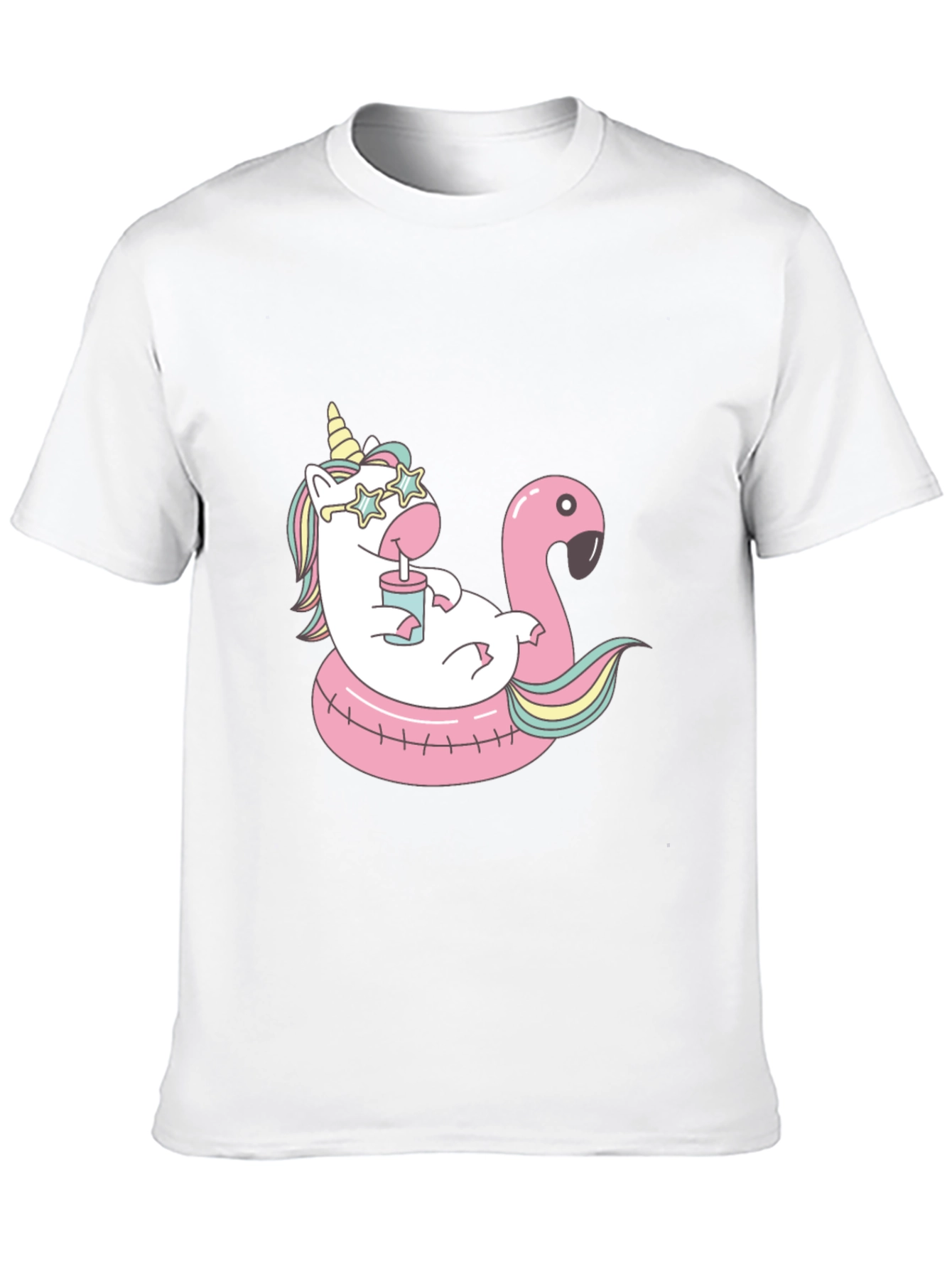 Unicorn Flamingo Pool Party Black T-Shirt