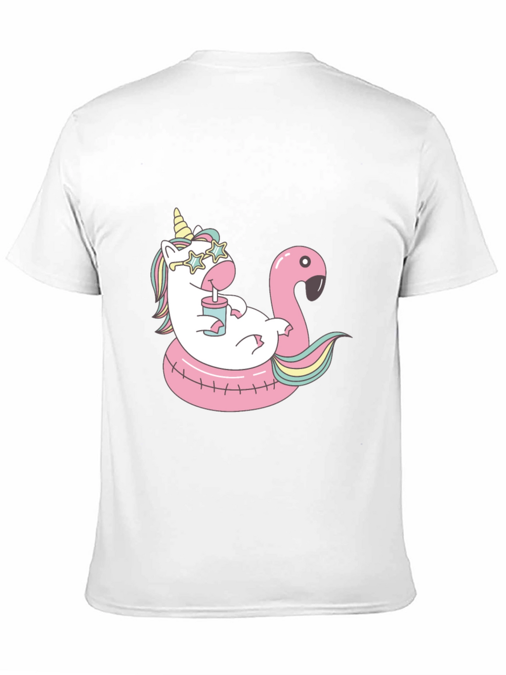 Unicorn Flamingo Pool Party Black T-Shirt