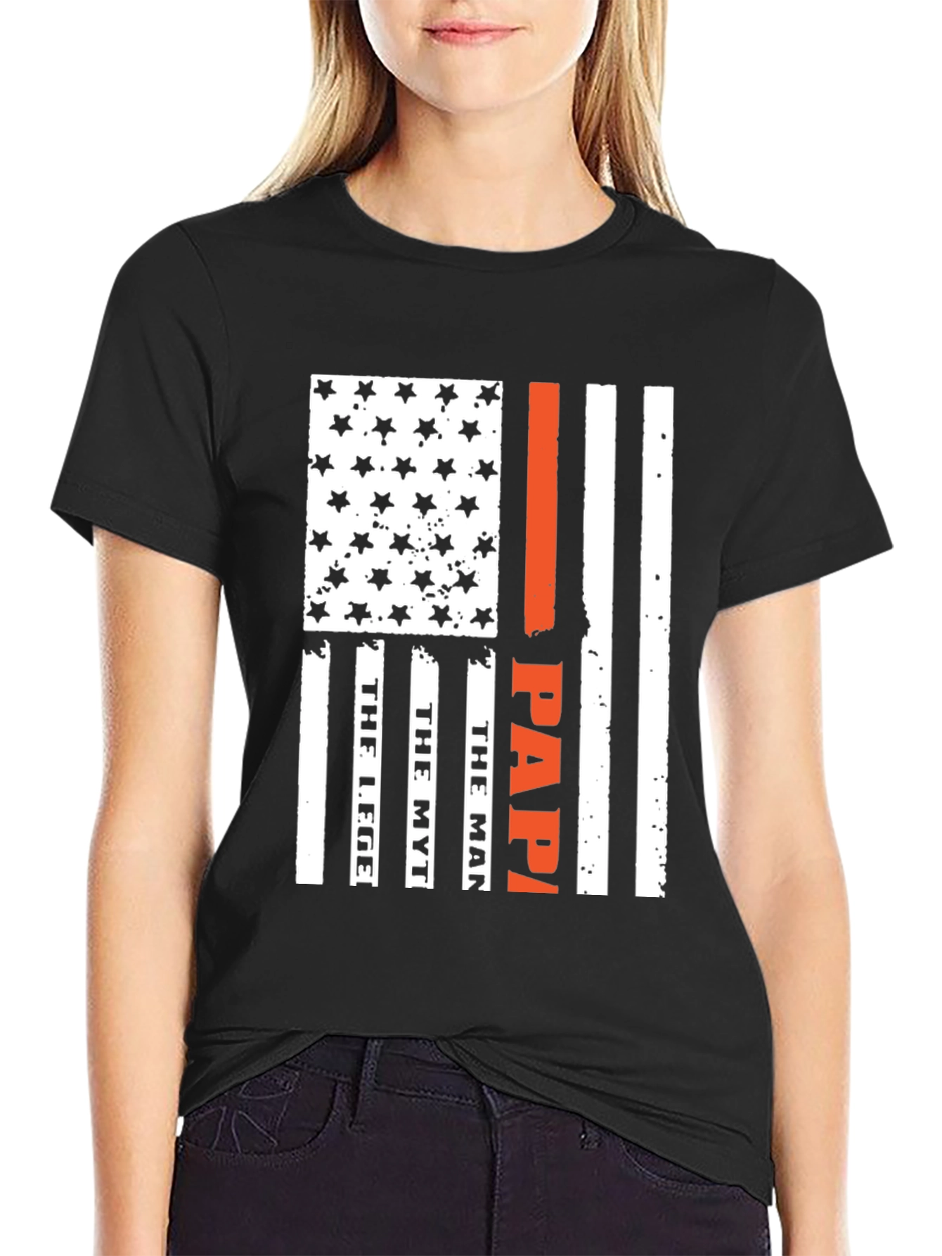 Papa American Flag T-Shirt - The Legend The Myth The Man
