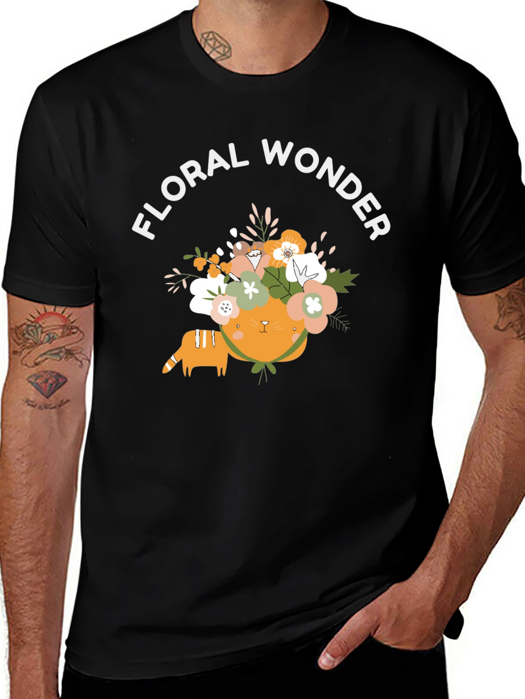 Floral Wonder Cat Graphic Tee