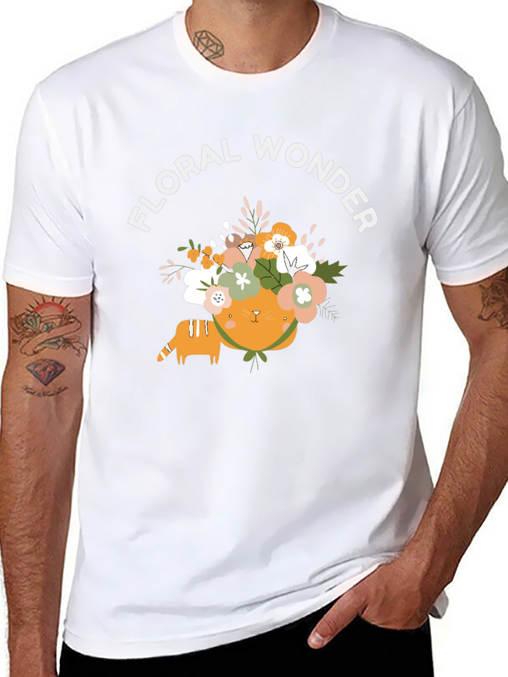 Floral Wonder Cat Graphic Tee