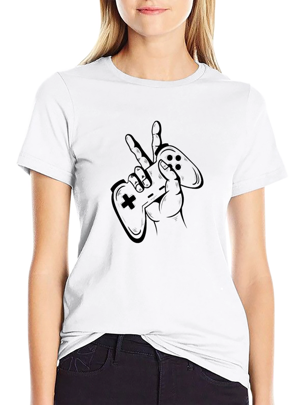 Gamer Peace Black T-Shirt - Console Controller Graphic Tee