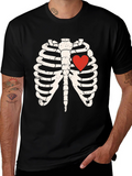Skeleton Rib Cage Heart Graphic Tee