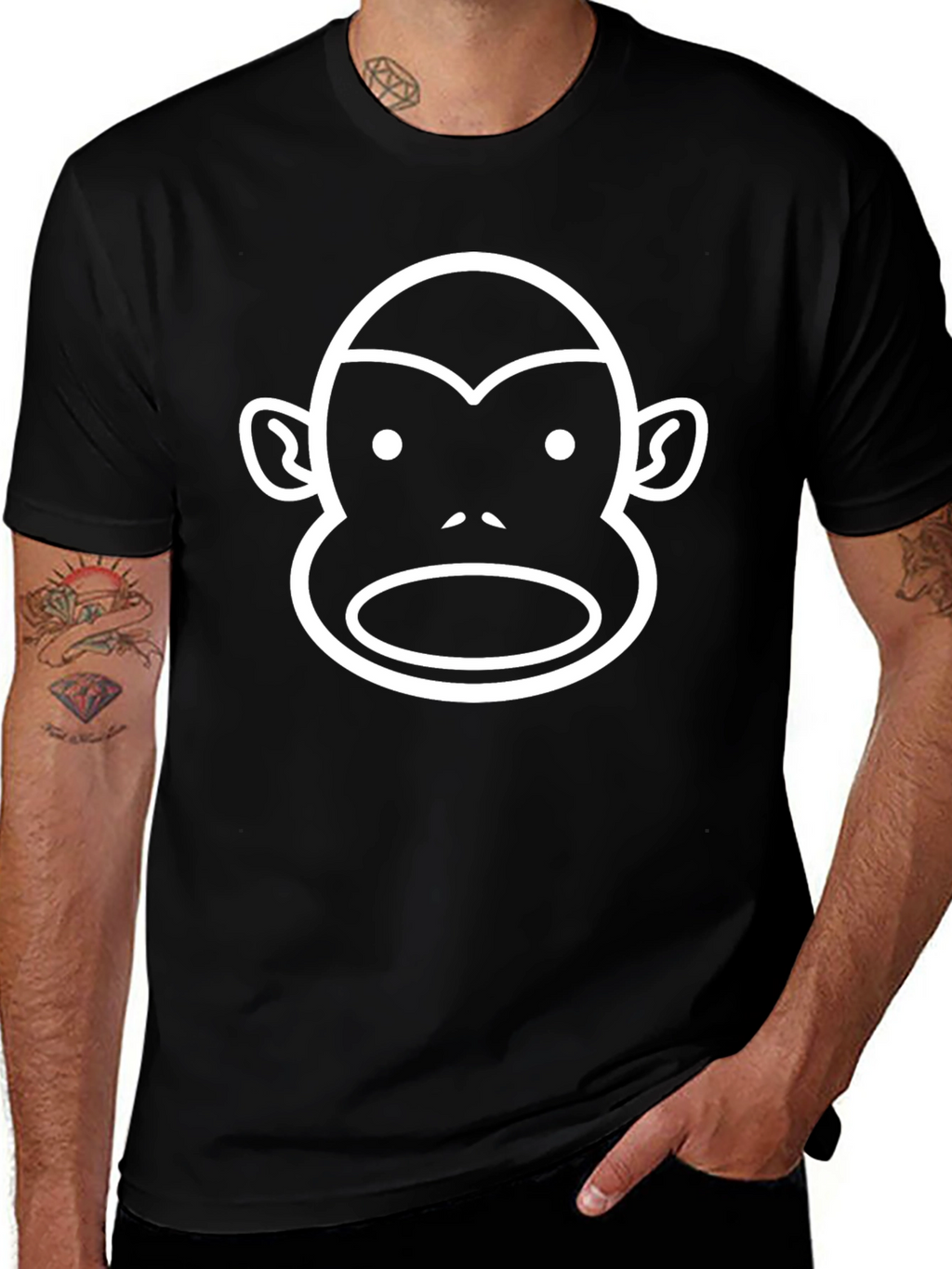 Monkey Face Graphic Tee - Black T-Shirt