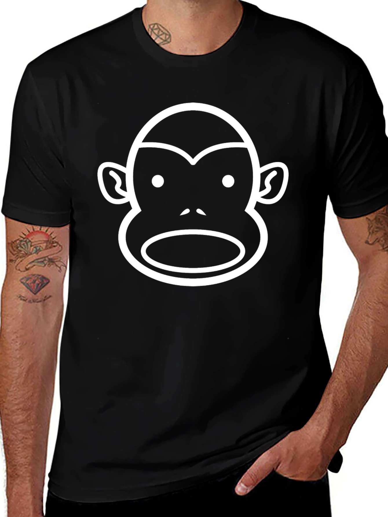 Monkey Face Graphic Tee - Black T-Shirt
