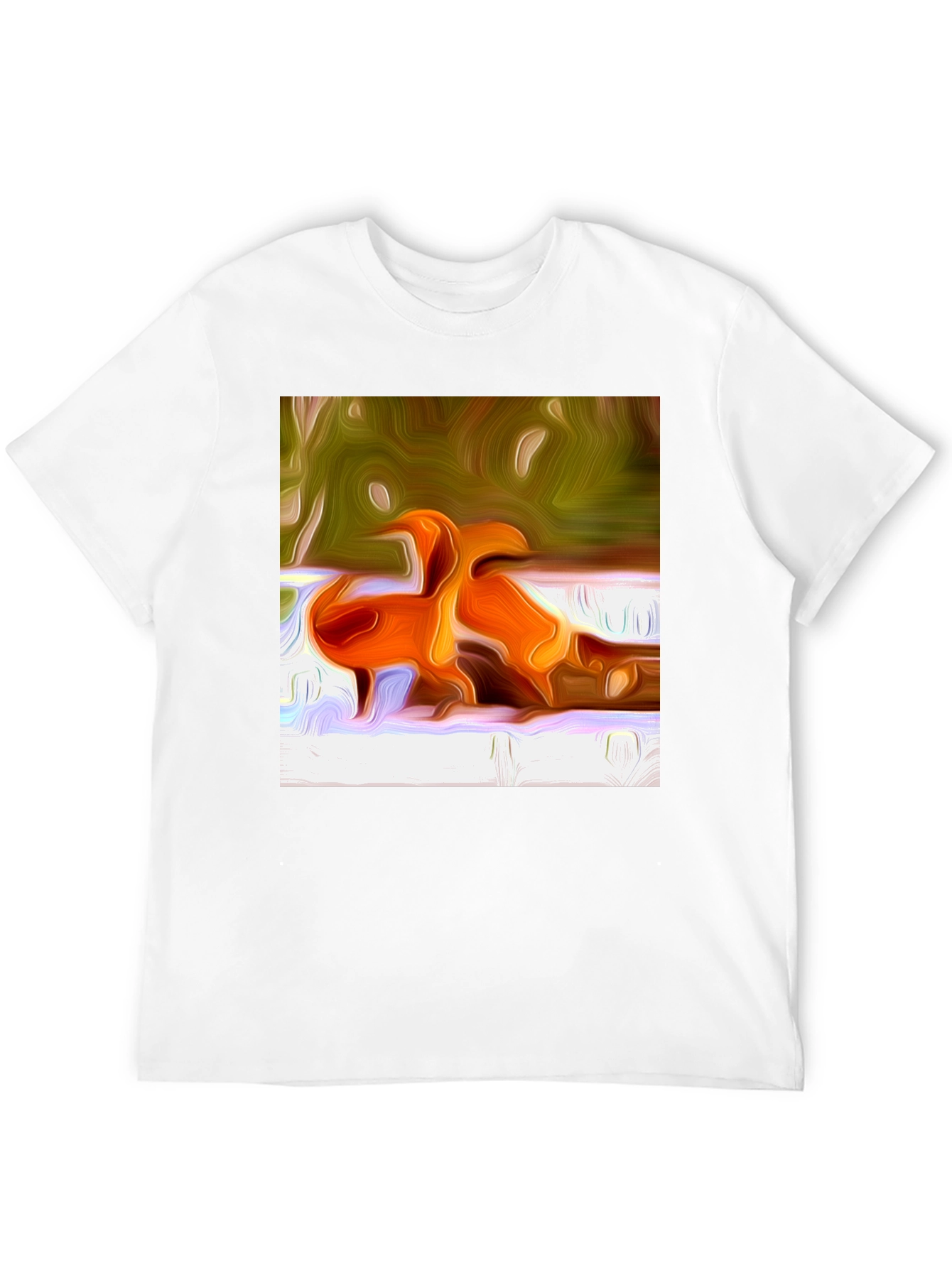 Abstract Orange Bird Print T-Shirt