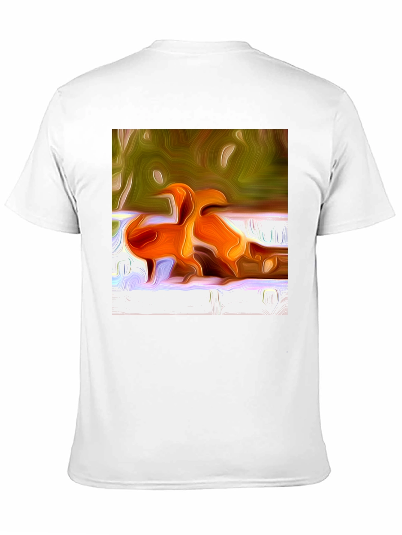 Abstract Orange Bird Print T-Shirt