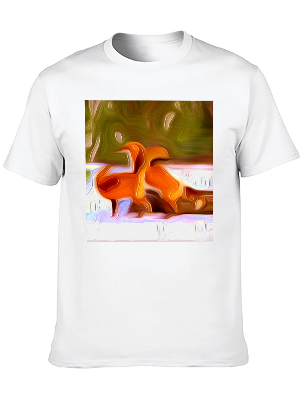 Abstract Orange Bird Print T-Shirt