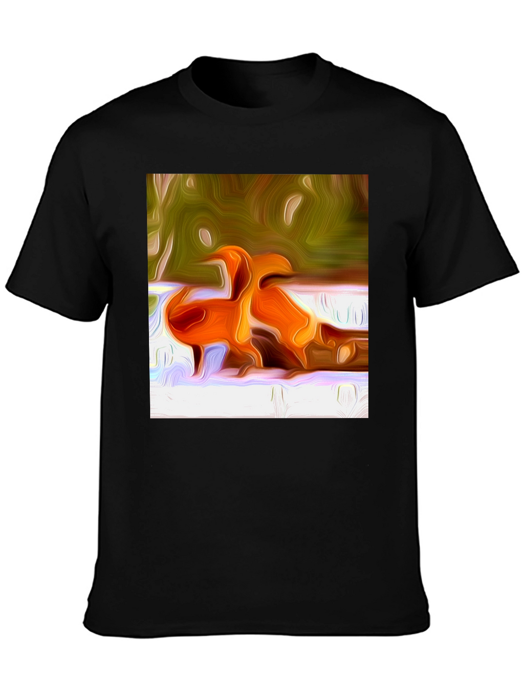 Abstract Orange Bird Print T-Shirt