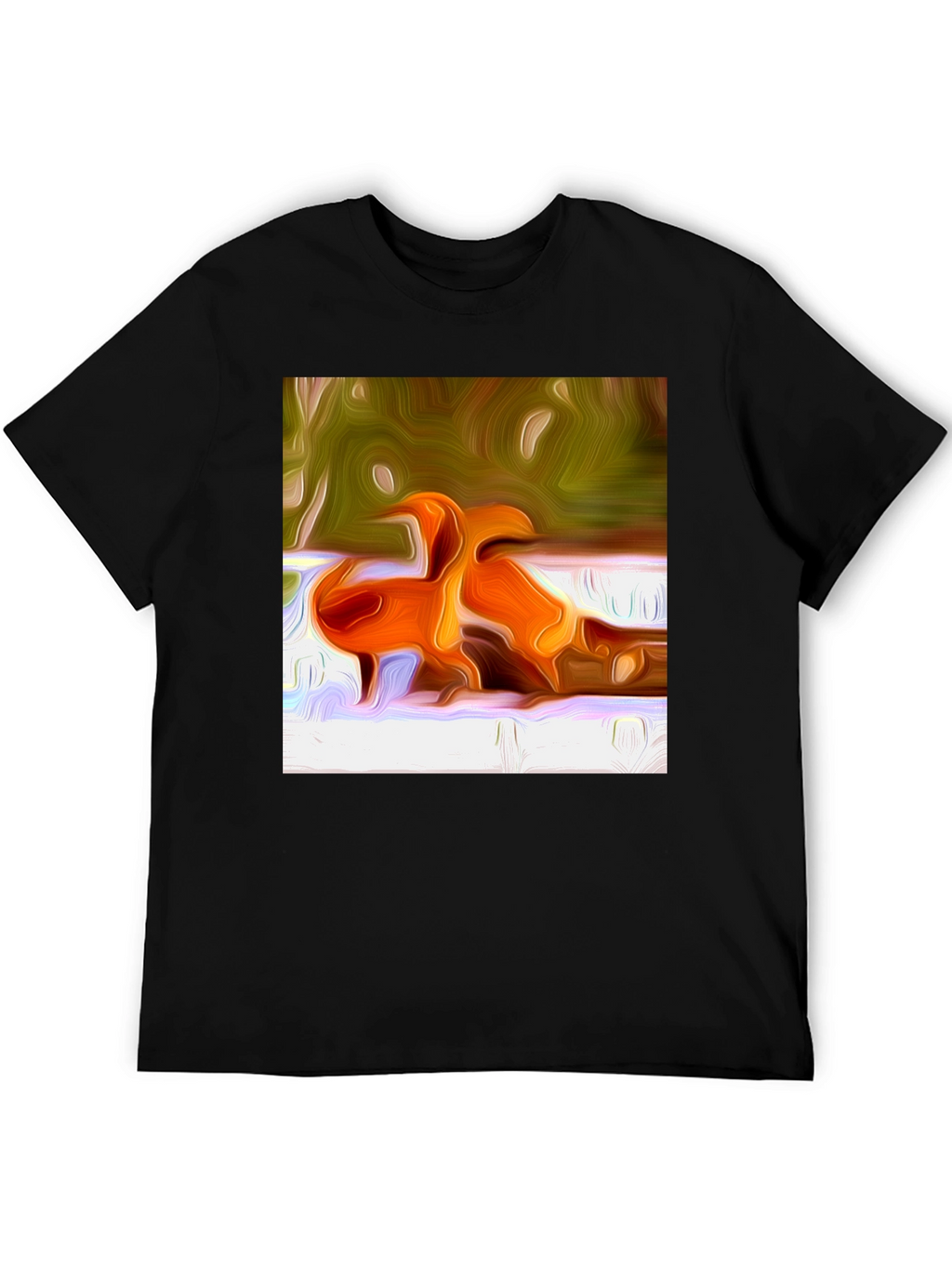 Abstract Orange Bird Print T-Shirt