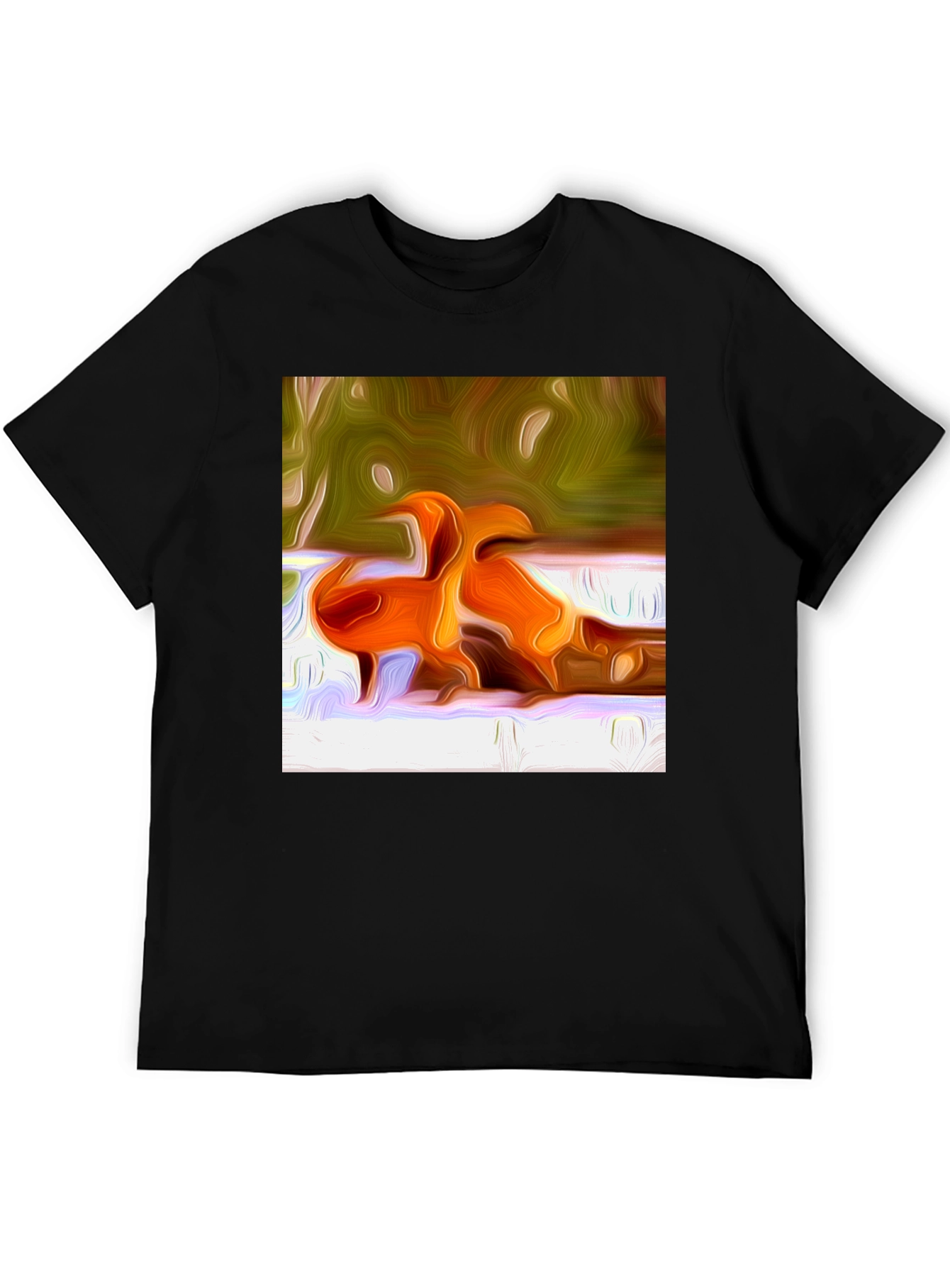 Abstract Orange Bird Print T-Shirt