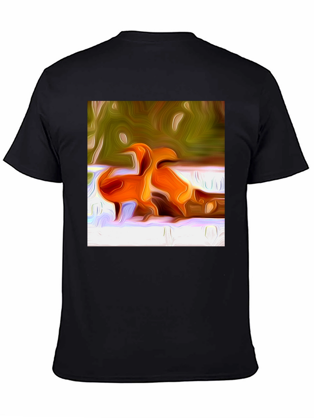 Abstract Orange Bird Print T-Shirt