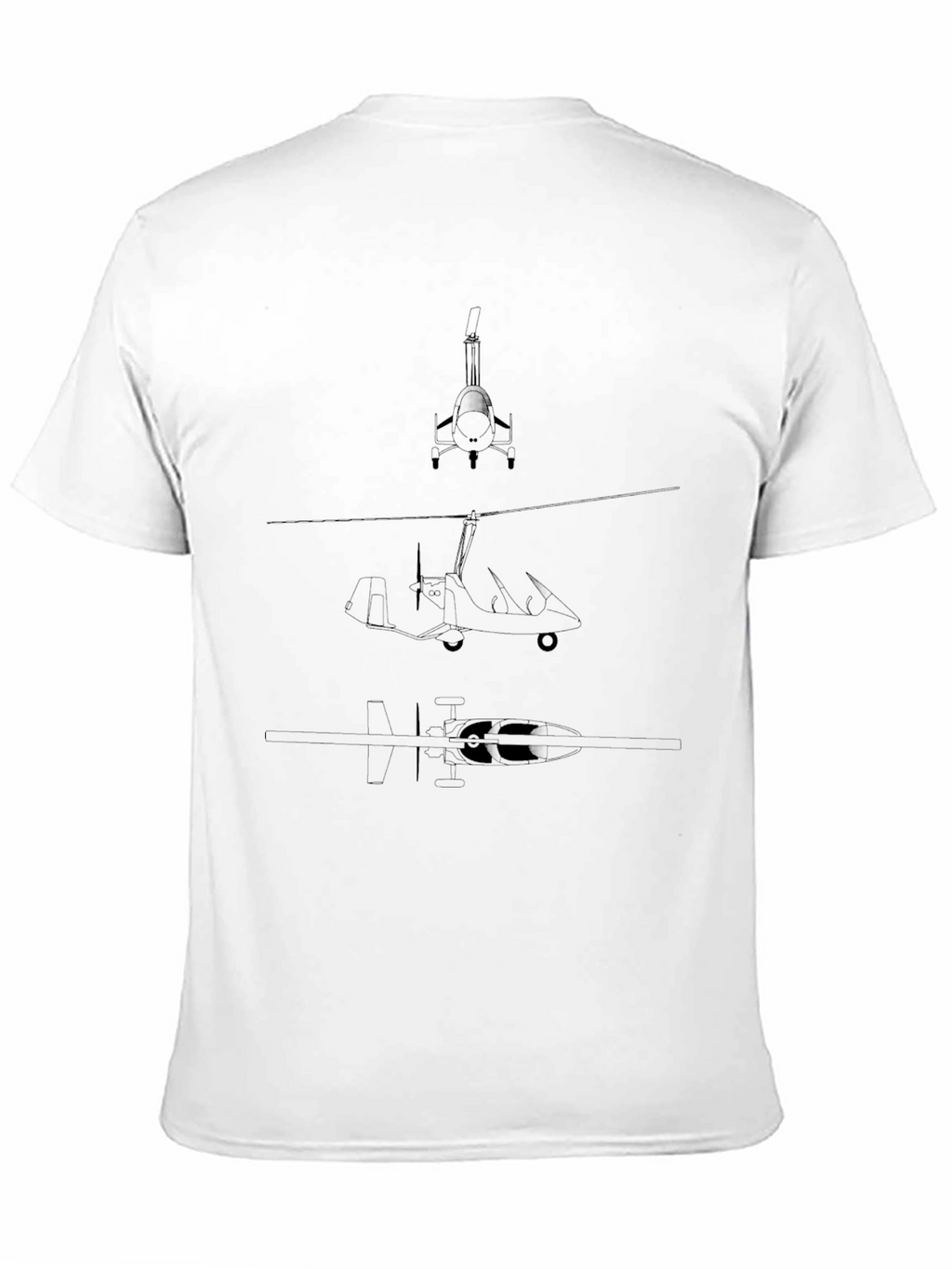Black Gyrocopter Blueprint T-Shirt