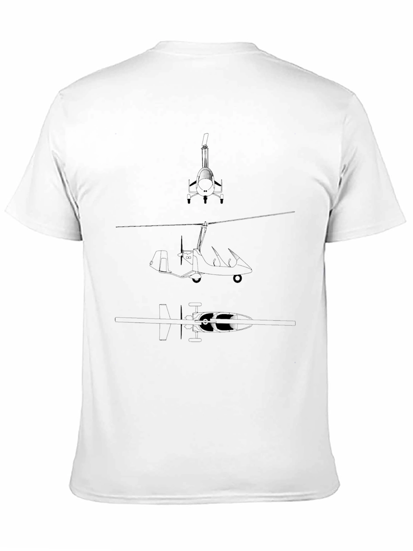 Black Gyrocopter Blueprint T-Shirt