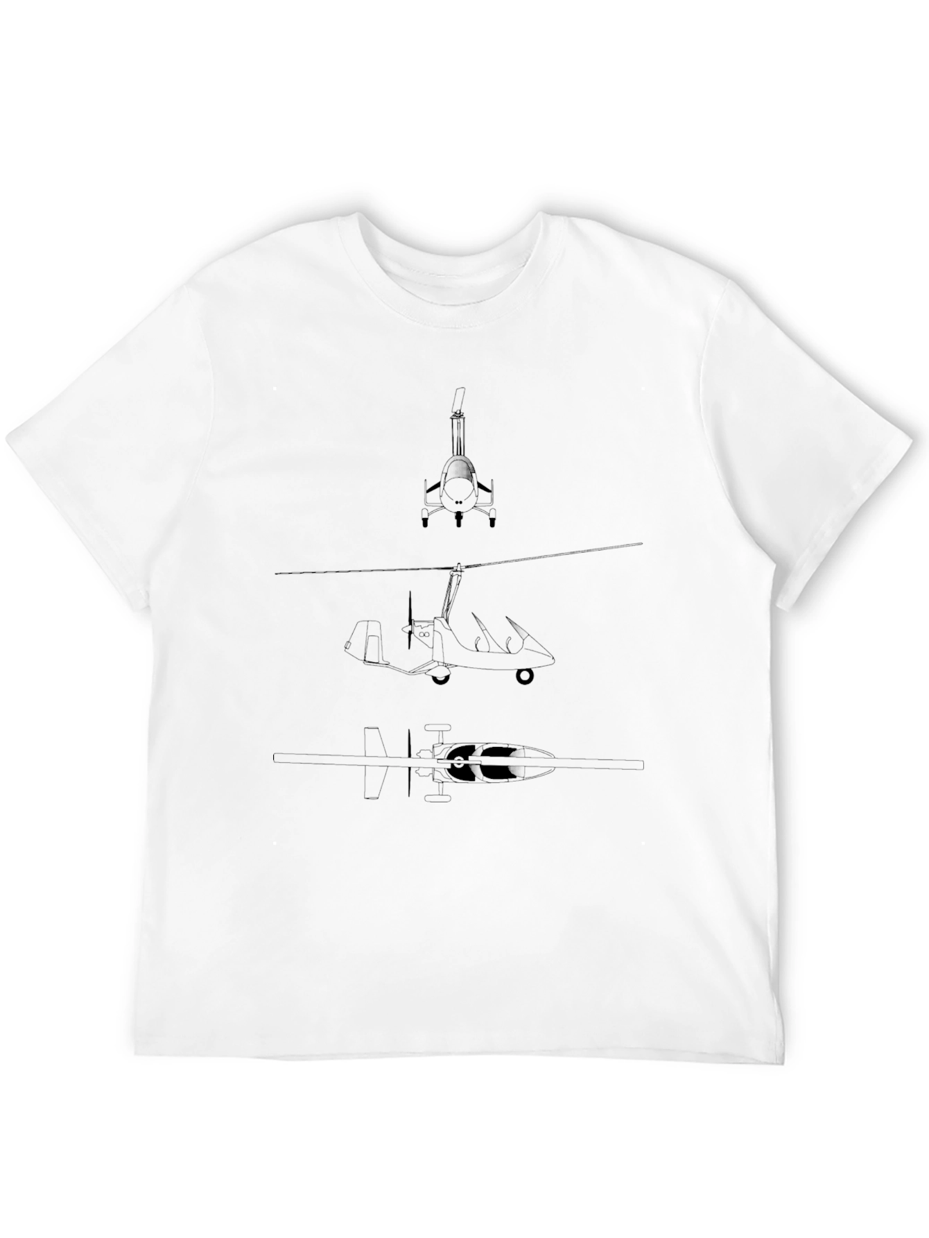 Black Gyrocopter Blueprint T-Shirt