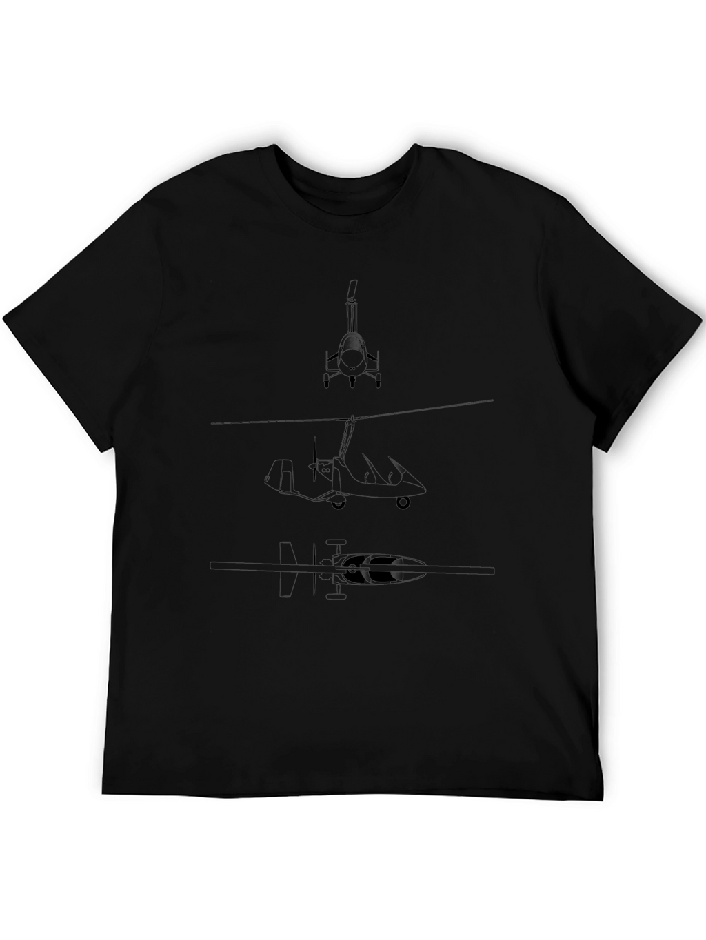 Black Gyrocopter Blueprint T-Shirt