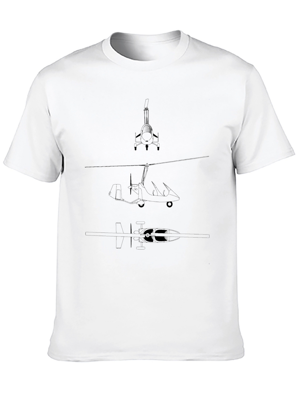 Black Gyrocopter Blueprint T-Shirt
