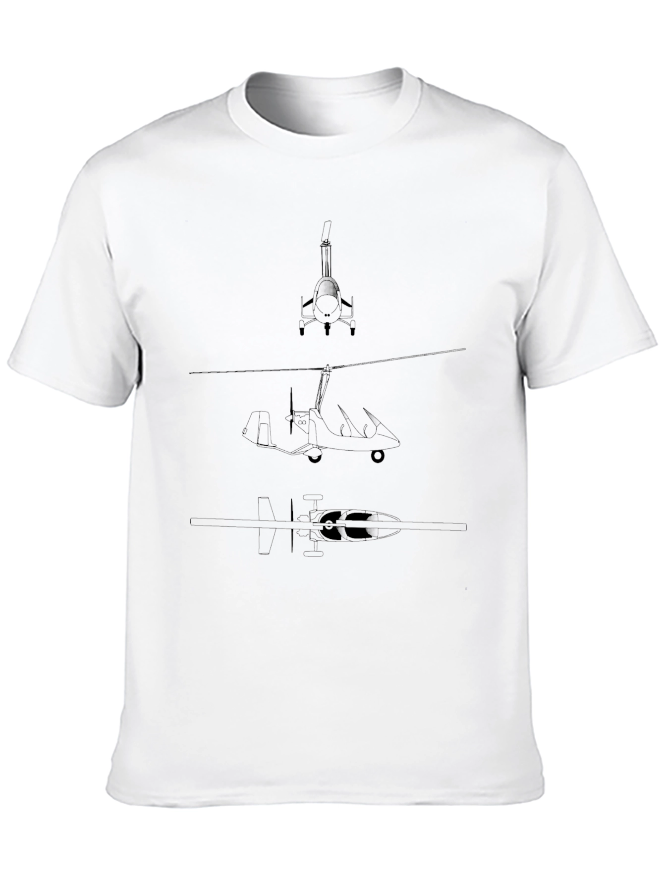 Black Gyrocopter Blueprint T-Shirt
