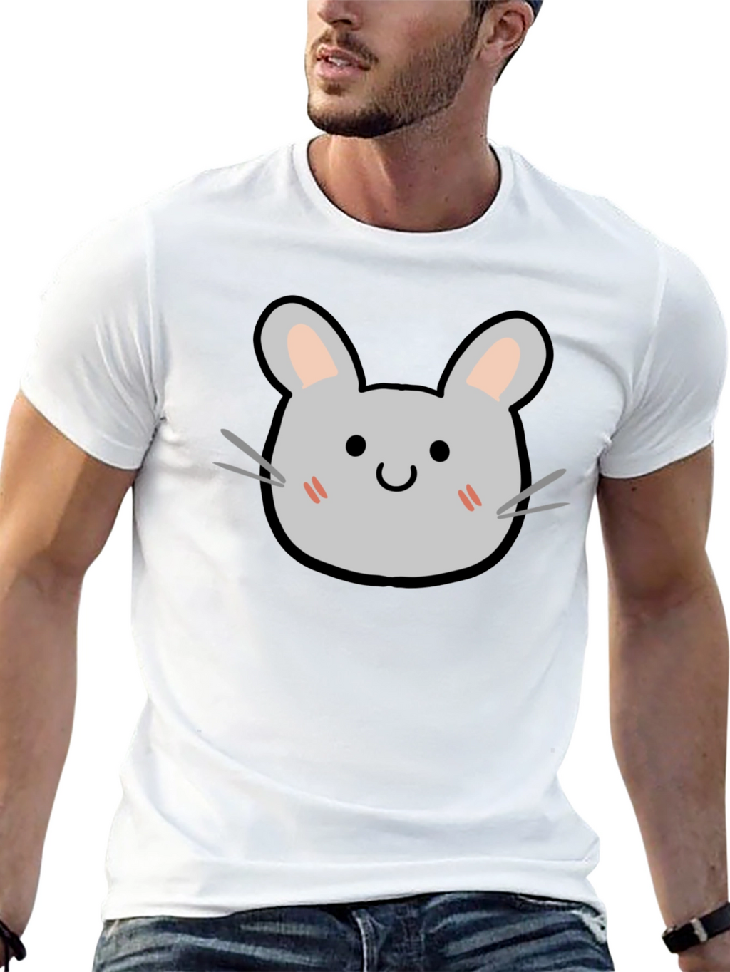 Cute Cartoon Mouse Graphic Tee - Soft Black T-Shirt