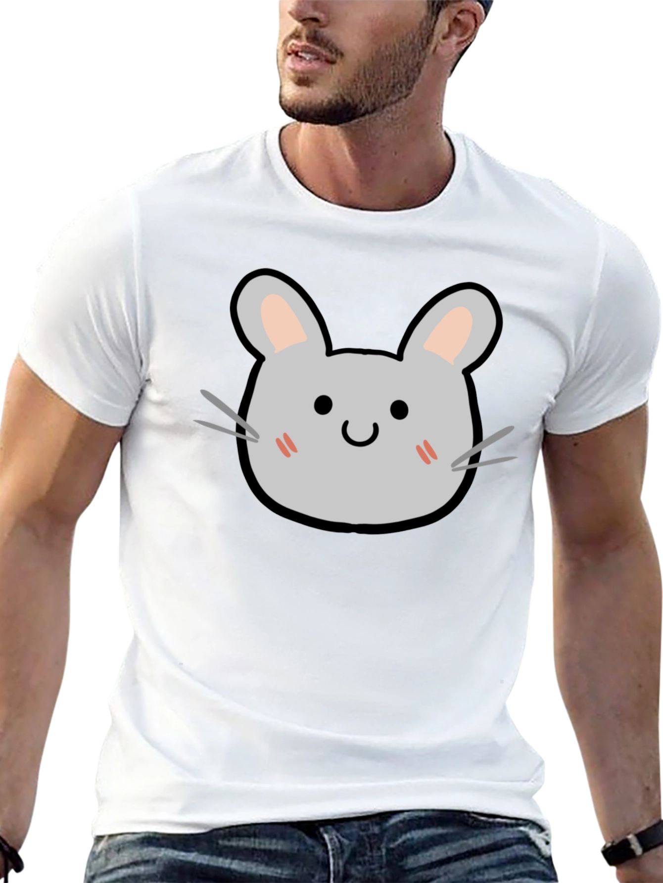 Cute Cartoon Mouse Graphic Tee - Soft Black T-Shirt