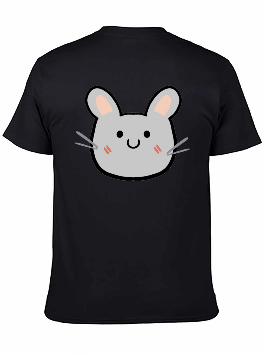 Cute Cartoon Mouse Graphic Tee - Soft Black T-Shirt